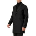 thumbnail image 4 of Unique Bargains Men's Slim Fit Notched Lapel Single Breasted Mid Length Overcoat M Black, 4 of 6