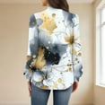 thumbnail image 4 of Sexlip Women's Fashion Floral Print Shirts Pleated Crewneck Puff Sleve Shirts Fall Trendy Long Sleeve Tops Yellow XL, 4 of 6