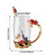 thumbnail image 3 of Vaso de cristal esmaltado pintado a mano con diseño de rosas. Elegante vaso para agua, té y otras bebidas. Cristalería duradera con asa y cuchara con diseño de rosas para uso en interiores., 3 of 7