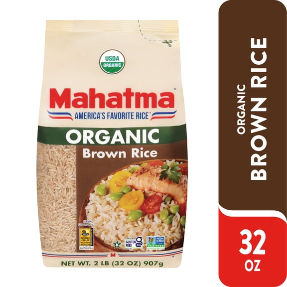 Mahatma Organic 100% Whole Grain Brown Rice, 2 lb Bag