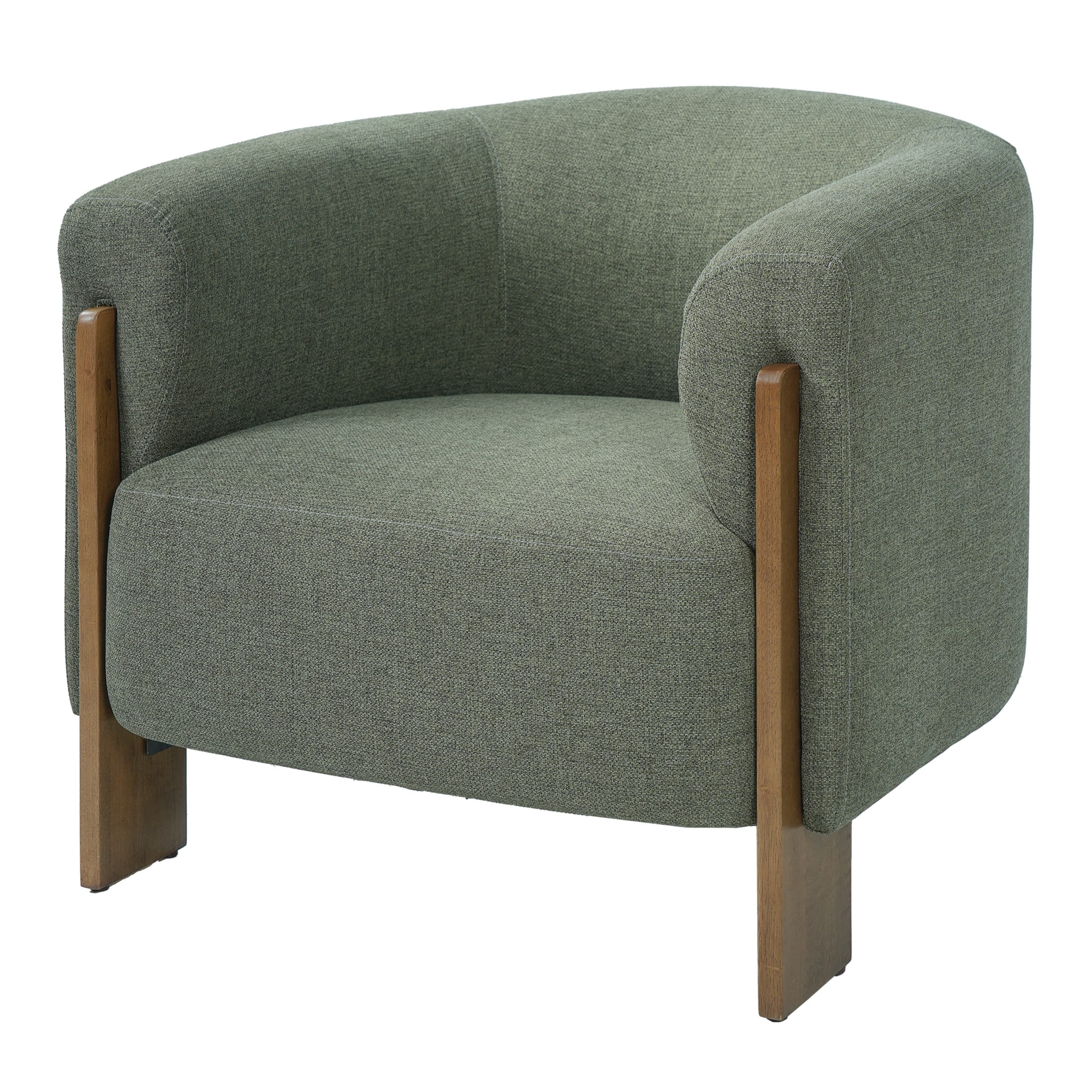 Christopher Knight Home Mid-Century Modern Barrel Accent Chair, Chenille Upholstery, Wood Legs, Green