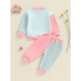 thumbnail image 4 of Elippeo Baby Pants Set 6 12 18 24 Months 3 Years Contrast Color Long Sleeve Crew Neck Sweatshirt with Sweatpants 2-piece Outfit for Girls Boys, 4 of 9