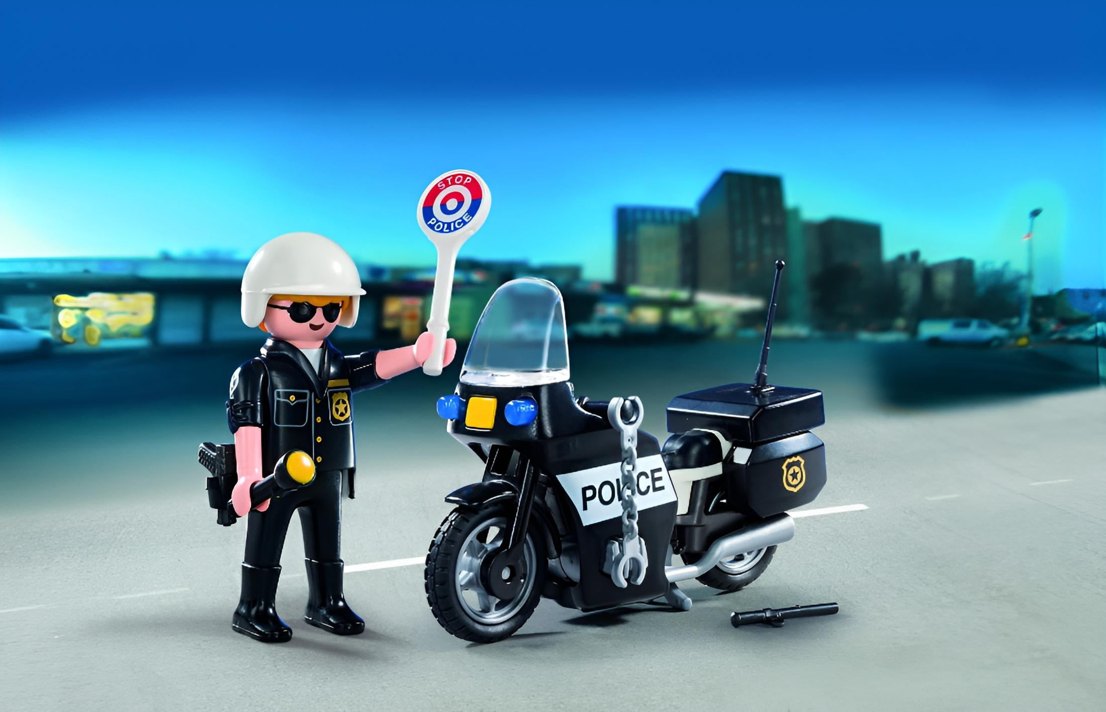 PLAYMOBIL City Action Police Carry Motorcycle Play Vehicle Playset, for children 4 years and older.