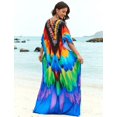 thumbnail image 3 of Edolynsa Women Colorful Geometric Swimsuit Cover Up Loose Kaftan Dress Long Maxi Caftan Gown Beach Party Casual Dresses, 3 of 8