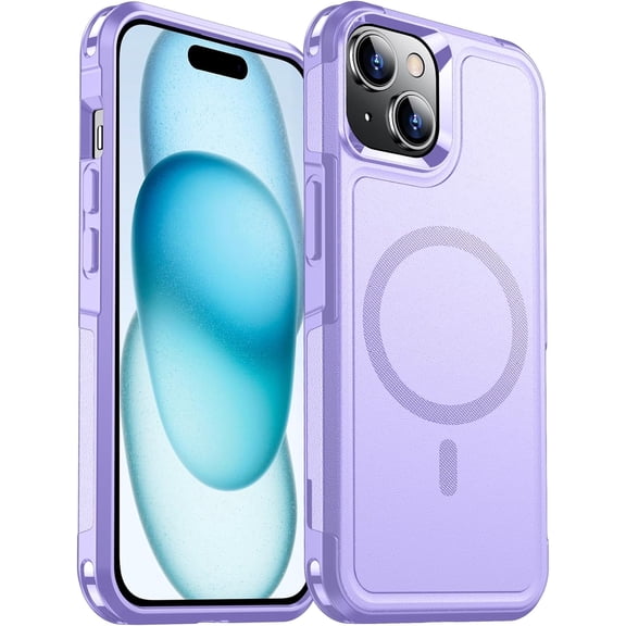 Designed for iPhone 15 Case Magnetic,[Compatible with Magsafe][Military Grade Drop Protection] Dropproof Heavy Duty Tough Rugged Shockproof Phone Case for iPhone 15 (6.1")-Purple