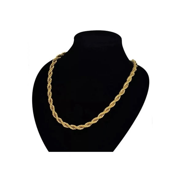 Cadena Torzal 3/4mm Acero Inoxidable Hombre Collar 60cm L Dorado Malubero Cadena Torzal
