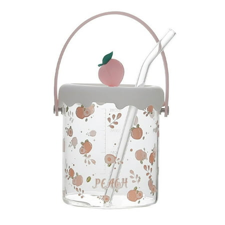 

Glass Cup With Straw And Lid Creative Summer Fruit Cup With Handle