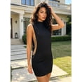 thumbnail image 6 of LMLYSoH Women’s Mini Tank Dress Summer Sleeveless Mock Neck Side Cutout Bodycon Dress Short Party Dress, 6 of 9