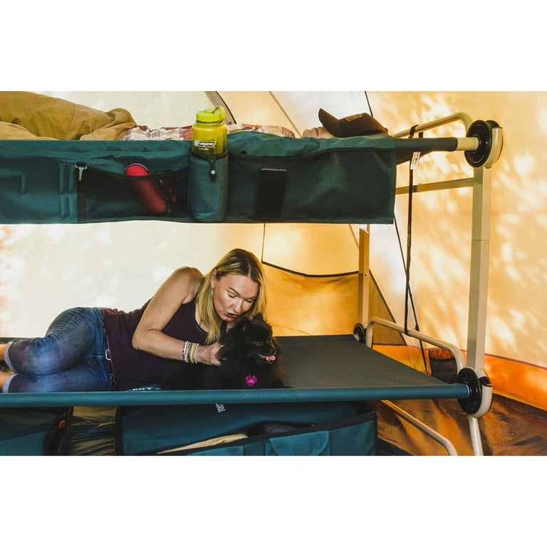 Disc O Bed Large Cam O Bunk Benchable Double Cot with Organizers Black