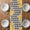 thumbnail image 6 of Yellow Gnomes Table Runner - 108 Inch Long, Kitchen Dining Table Runner Dresser Scarves, Vintage Buffalo Plaid Black Bee Daisy Farmhouse Decor for Coffee Tables Wedding Party Banquet, 6 of 8