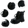 thumbnail image 5 of CAICJ98 Little Girl Boots Pull-On Lace-Up Comfort Combat with Side Zipper Toddler Girl Ankle Boots Black,2(Toddler/Little Kid/Big Kid), 5 of 7