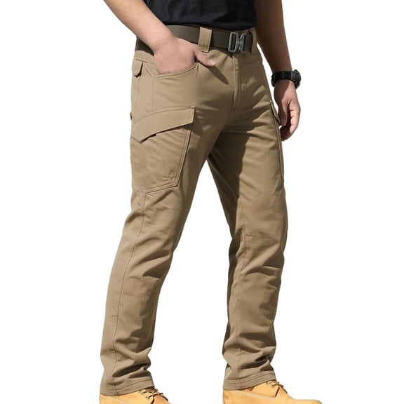 Pants for Men, Men's Casual Cargo Pants Straight Leg Stretch Pants Fashion Joggers Hiking Travel Trousers with Pockets Khaki M
