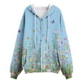 thumbnail image 7 of idosla Womens Zip Up Hoodies Oversized Sweatshirts Drawstring School Butterfly Printed Outfits Casual Jackets 2025 Clothes (Light Blue, L), 7 of 7