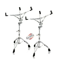 2-PACK Snare Drum Stand by Griffin Chrome Double Braced, Light Weight Mount for Standard Snares, Tom Drums & Practice Pad Slip-Proof Gear Tilter & Clamp Style Basket Holder Percussion Hardware Kit