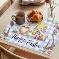 thumbnail image 3 of Easter Placemats Set of 8 Watercolor Gnomes Eggs Daisy Flower Light Purple Plaid Place Mats Indoor Wipeable Table Mats Washable Dining Table Placemats for Kitchen Holiday Party Home Decor 13x19 Inch, 3 of 9