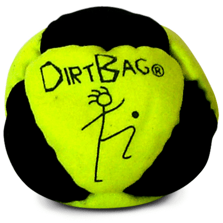 DirtBag Classic Footbag - Blue & Black Suede Hacky Sack - Slow Speed Control for Beginners & Freestyle - Embroidered Design