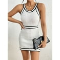 thumbnail image 3 of White & Black Trim Knit Bodycon Dress, 3 of 5