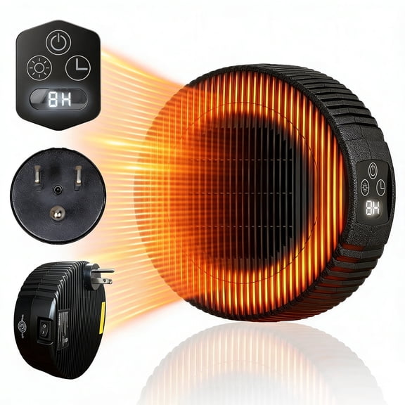 Plug-in Ceramic Space Heater with Timer, Wall Outlet Indoor Heater 700W / 328W, WindBillion HT04