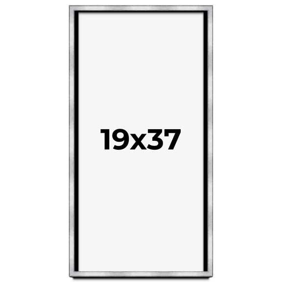 19x37 Shadow Box Frame Silver | 1.375 Inches Deep Real Wood Contemporary Shadowbox Display Frame |