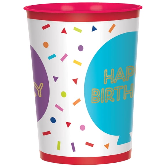 Rainbow Birthday Party Favor Cup 16 oz – Colorful Disposable Plastic Cup – 1 Pack
