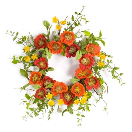 UPC 746427700801 product image for Pack of 2 Springtime Orange and Yellow California Poppy Wreaths 24