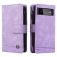 thumbnail image 3 of Case for Google Pixel 6 Pro 5G Cover Zipper Pocket Wallet Case Magnetic Protective - Purple, 3 of 5