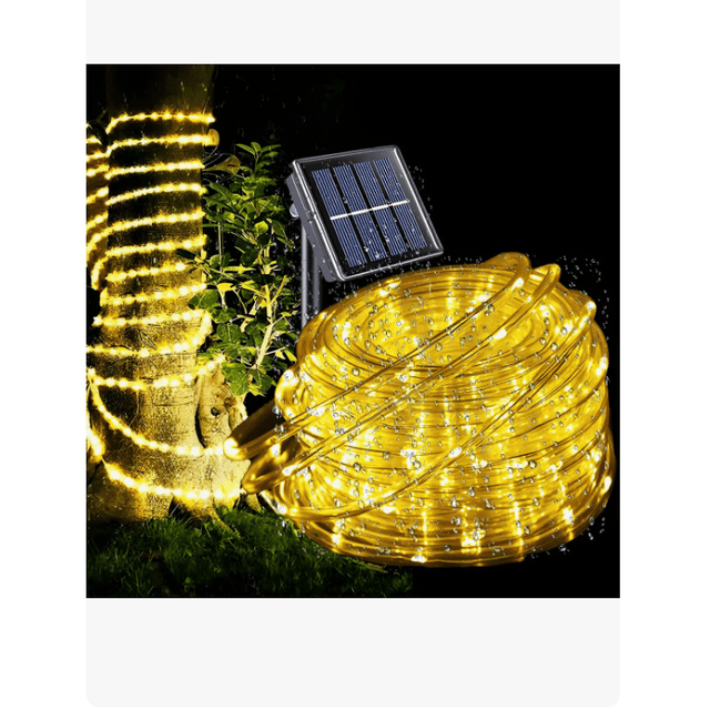 Serie Luces Navidad Solar 7m Exterior,Adornos color amarillo