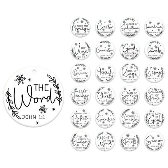 25 Advent Ornaments Set, White Christmas Tree Decorations with Bible Verses, Christian Advent Calendar Ornaments for Holiday Reflection & Gifting, 2 Inch