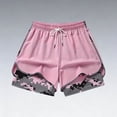 thumbnail image 2 of WAYUTE Womens Shorts Drawstring Elastic Waist Workout Shorts with Built in Liner and Pockets Summer Casual Outdoor Sports,Pink,2XL, 2 of 5