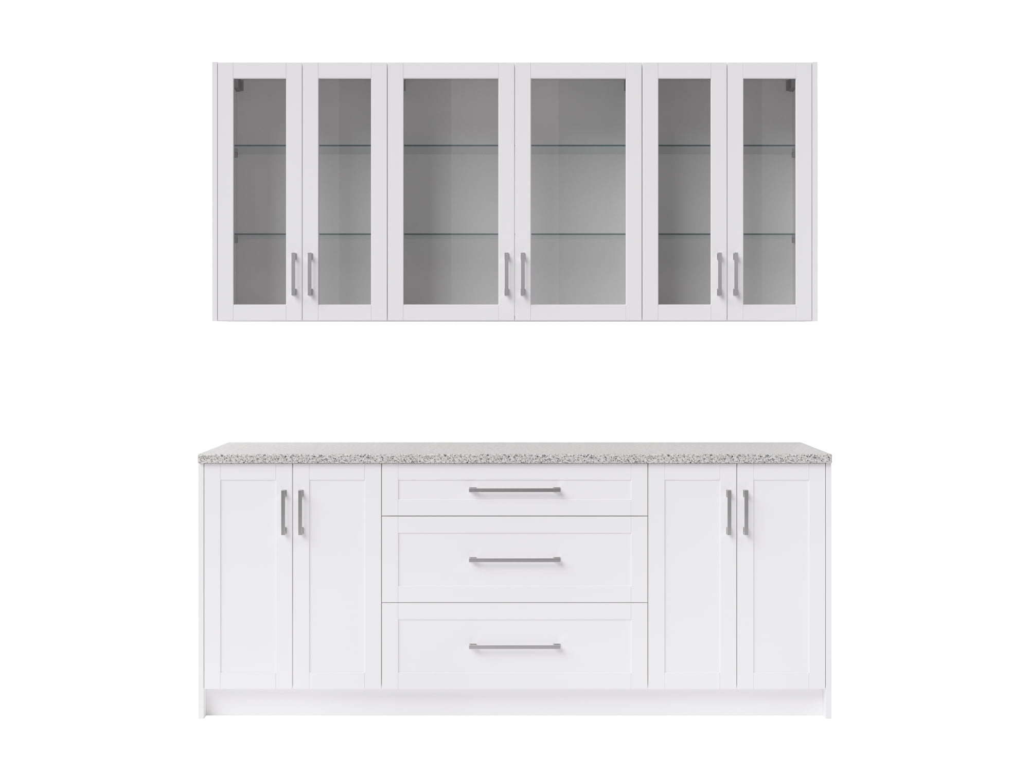 Home Bar 7Piece Set with Shelves and Glass Doors