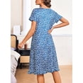 thumbnail image 4 of Avidlove Women Nightgowns with Pockets Button Front Henley NeckHouse Dresses Ruffle Hem Nightdress Sleepwear Short Sleeve Pajamas Dress, 4 of 8
