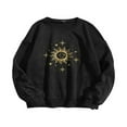 thumbnail image 2 of Long-Sleeved Fall Pullover Simple Sun and Moon Print Sweatshirt Casual Oversized Loose Sweater Top，Beige, 2 of 6