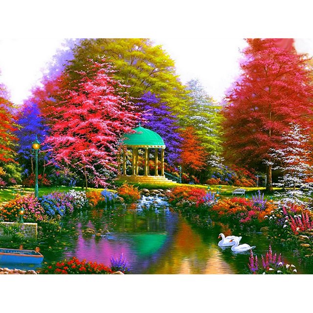 Pittura Diamante Trapano (DE1138) 5D DIY Pieno Alberi Colorati Ricamo Punto Croce 45x60cm Hugtrwg Para estrenar
