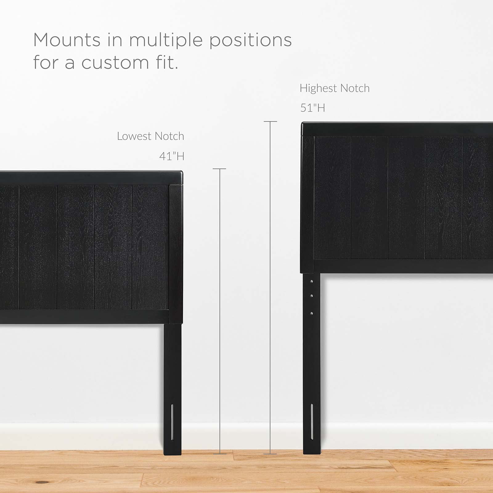 Modway Robbie King Modern Rubberwood and MDF Headboard in Black