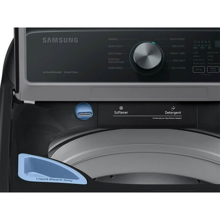 Samsung - 4.4 cu. ft. High-Efficiency Top Load Washer with ActiveWave Agitator and Active WaterJet - Brushed black