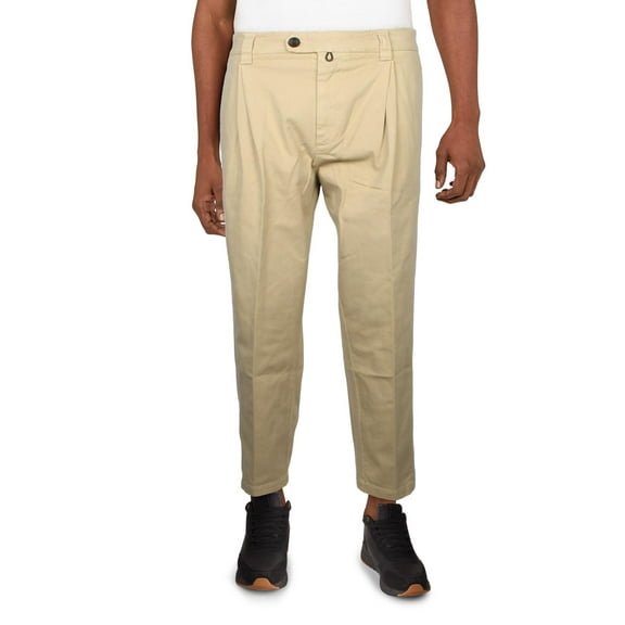J Brand Mens Pleated Straight Leg Pants Beige 38