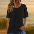 thumbnail image 6 of YFNNUP Womens Cotton Linen T Shirts Summer Trendy Short Sleeve Button Tops Dressy Casual Beach Blouse Loose Fit Solid Color Tees 2026, 6 of 6