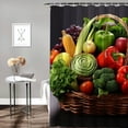 thumbnail image 2 of Creowell Vegetables Fruits Basket Pretty Polyester Bathroom Shower Curtain Set with Hooks, Home Bathtubs Decor, Sustainable Design, Various Sizes 36x72, 2 of 7