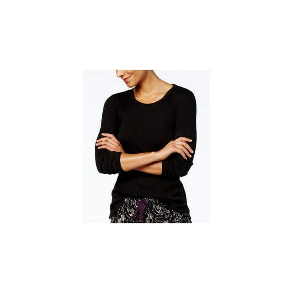Alfani Women's Scoop-Neck Pajama Top Black Black S