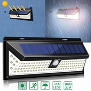Litom 118LED Human Body Sensor Waterproof Solar Wall Lamp Garden Light, with 1000LM Super Bright, for Home Security, Garden, Patio, Path, Back Yard, 1 PACK