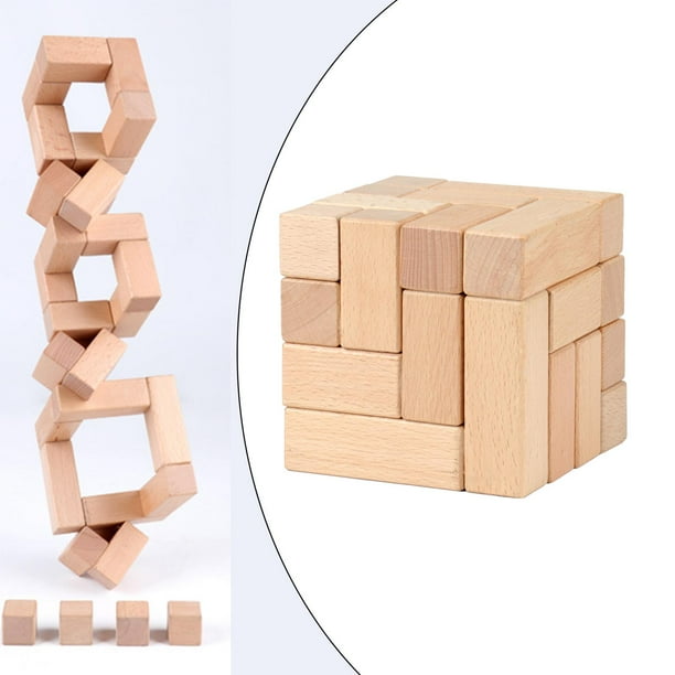 de rompecabezas , bloques de construcción, ladrillos educativos, juguete Montessori, rompecabezas, juegos , juguetes para padres de madera CUTICAT Bloques de construcción de cubos