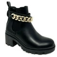 thumbnail image 2 of Women's Lug Sole Mid Chunky Block Heel Fashion Elastic Panel Ankle Bootie, 2 of 4