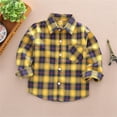 thumbnail image 4 of Kid Girl Boy Long Sleeve Button Down Plaid Flannel Shirt Yellow 140cm, 4 of 6