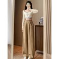 thumbnail image 4 of ML Pants Women Leisure Elegant Classic All-match Simple  Style Solid Loose Design Fashion Elastic Waist Comfortable Ladies, 4 of 7