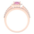 thumbnail image 4 of 2.22 ct Brilliant Emerald Cut Pink Zircon 14k Rose Gold Halo Solitaire with Accents Engagement Bridal Wedding Ring Band Set size 8.75, 4 of 7