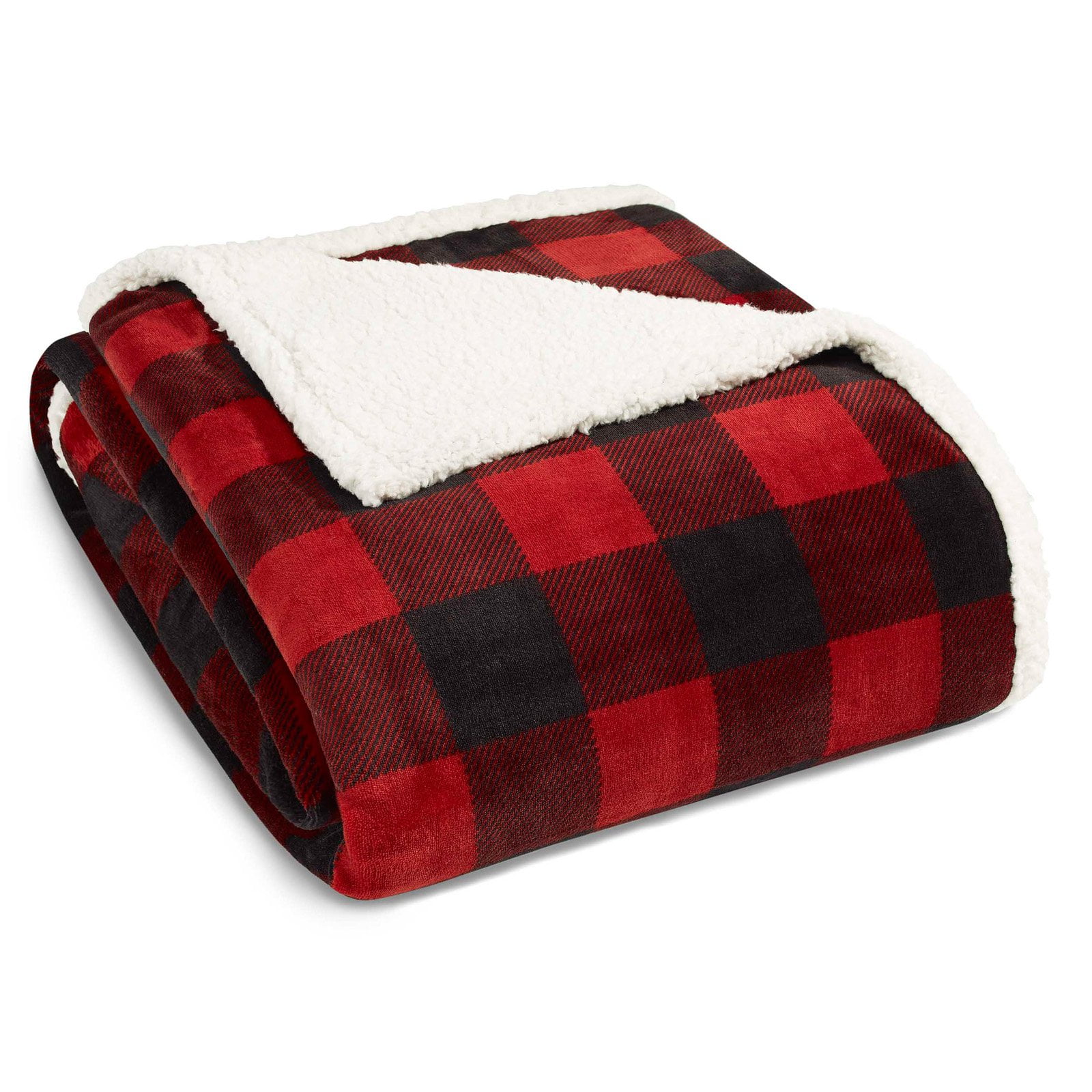 Mountain Plaid Red Sherpa Blanket by Eddie Bauer - Walmart ...