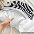 thumbnail image 4 of Full Size Fitted Sheet Set - White Geometric 3 Piece Bedding Sets 16" Deep Pocket Fitted Sheet with 2 Pillowcases Black Greek Key Design Abstract Modern Art Brushed Microfiber Hotel Luxury Bed Sheets, 4 of 9