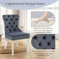 thumbnail image 5 of KCC Velvet Tufted Dining Chairs Set of 4, Back Pull Ring & Nailhead Trim,Stainless Steel Leg Upholstered Side Chairs for Kitchen & Dining Room,Gray, 5 of 9