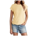thumbnail image 2 of Womens T Shirts Summer Tops 2025 Solid Color Cap Sleeve Crewneck Breathable Casual Basic Tees Tshirts Shirts for Women, 2 of 7
