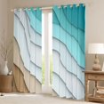 thumbnail image 2 of jejeloiu Abstract Geometric Stripes Blackout Curtains Set of 2 (52x84 Each),Waves Stripes Lines Window Curtains,White Brown Blue Curtains and Drapes For Adults,Luxury Bedroom Decor, 2 of 6
